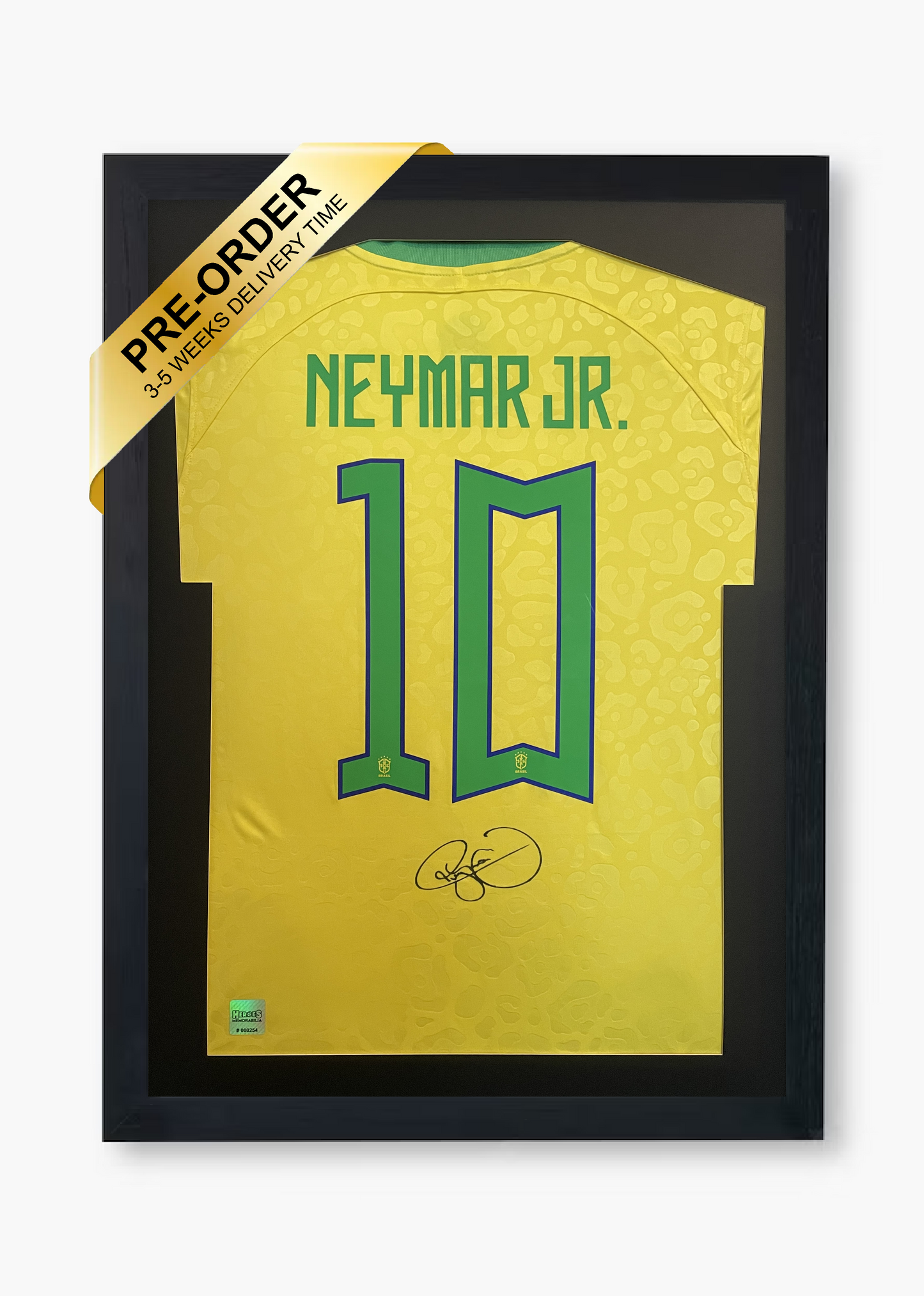 Neymar Jr Signed Brazil 2022/23 Framed World Cup Home Shirt with COA