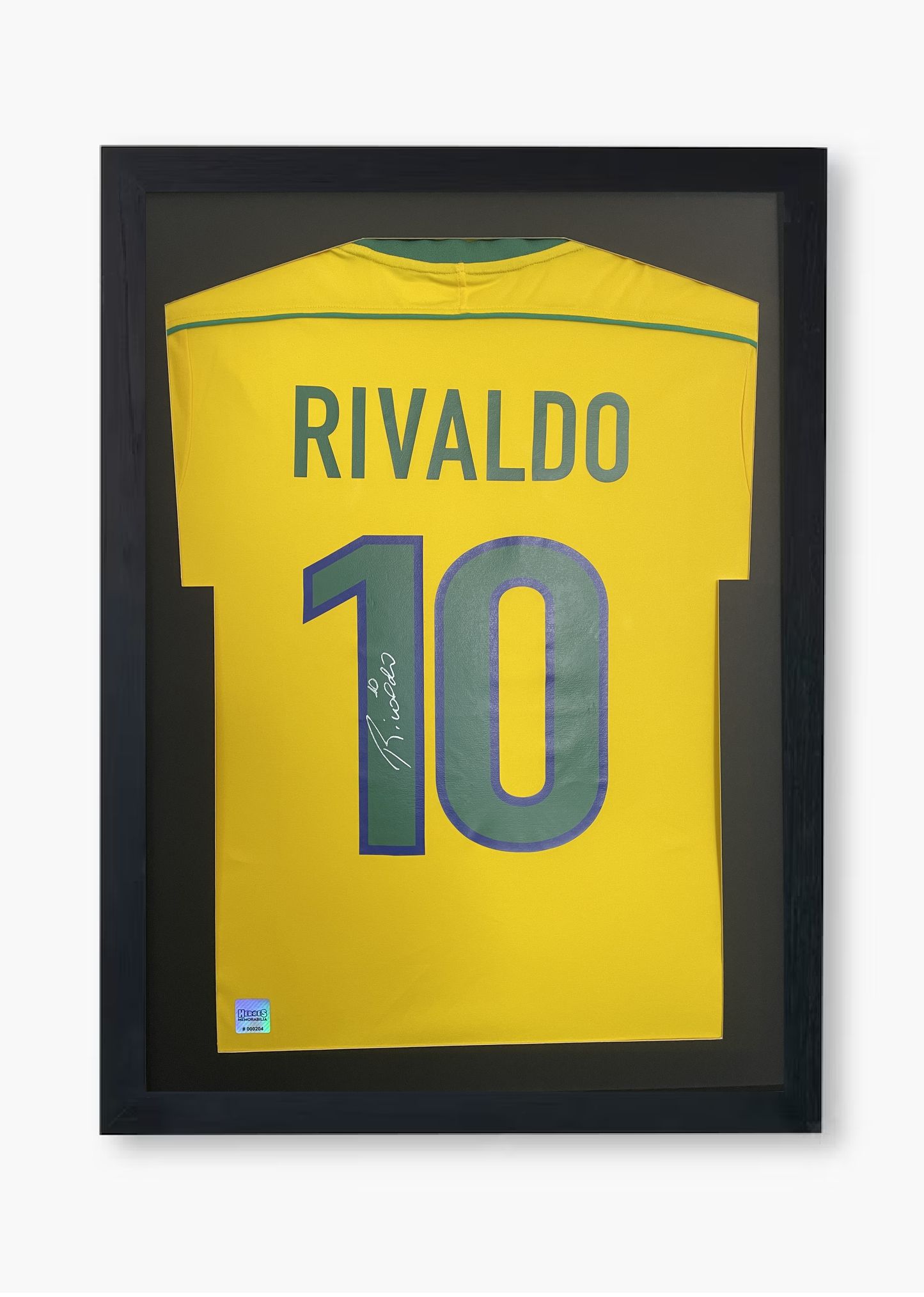 Rivaldo Brazil 1998 Signed Framed World Cup Home Shirt with COA