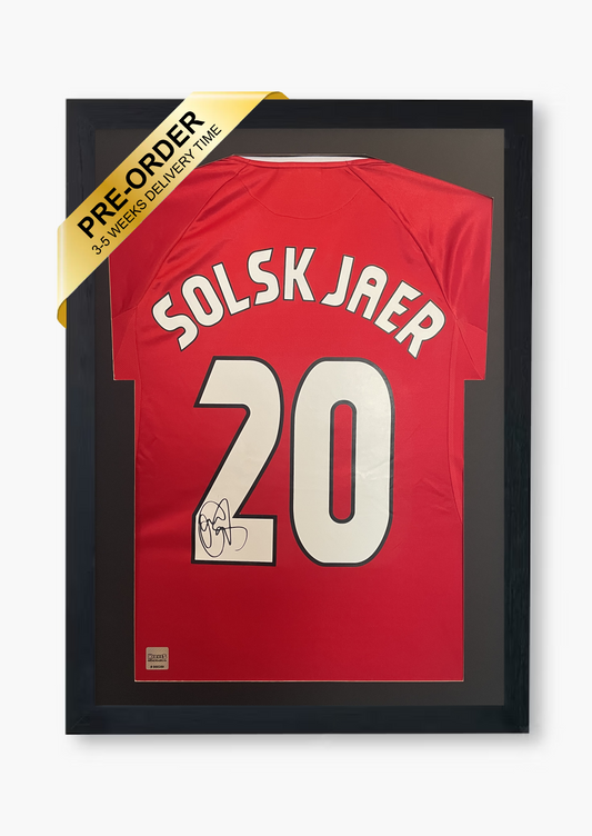 Ole Gunnar Solskjaer Signed Manchester United 1999 Framed Home Shirt with COA