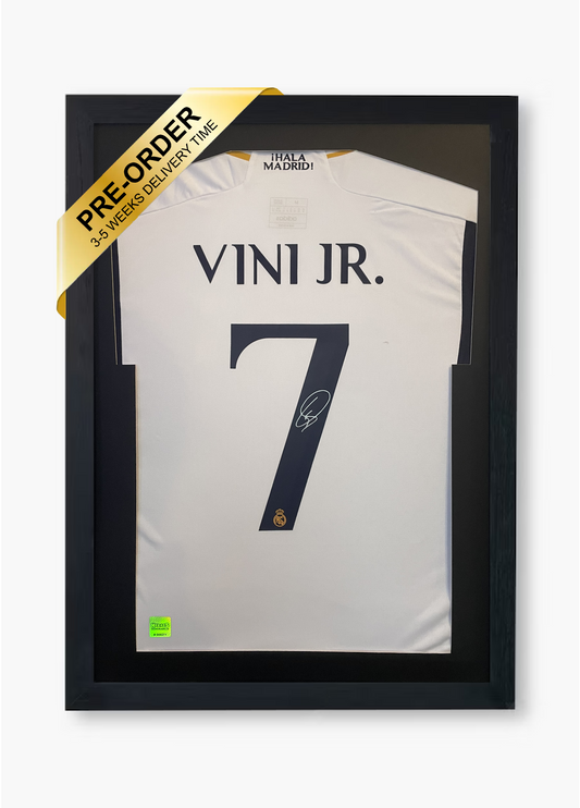 Vini Jr Vinicius Jr Signed Real Madrid 2023/24 Framed Home Shirt with COA